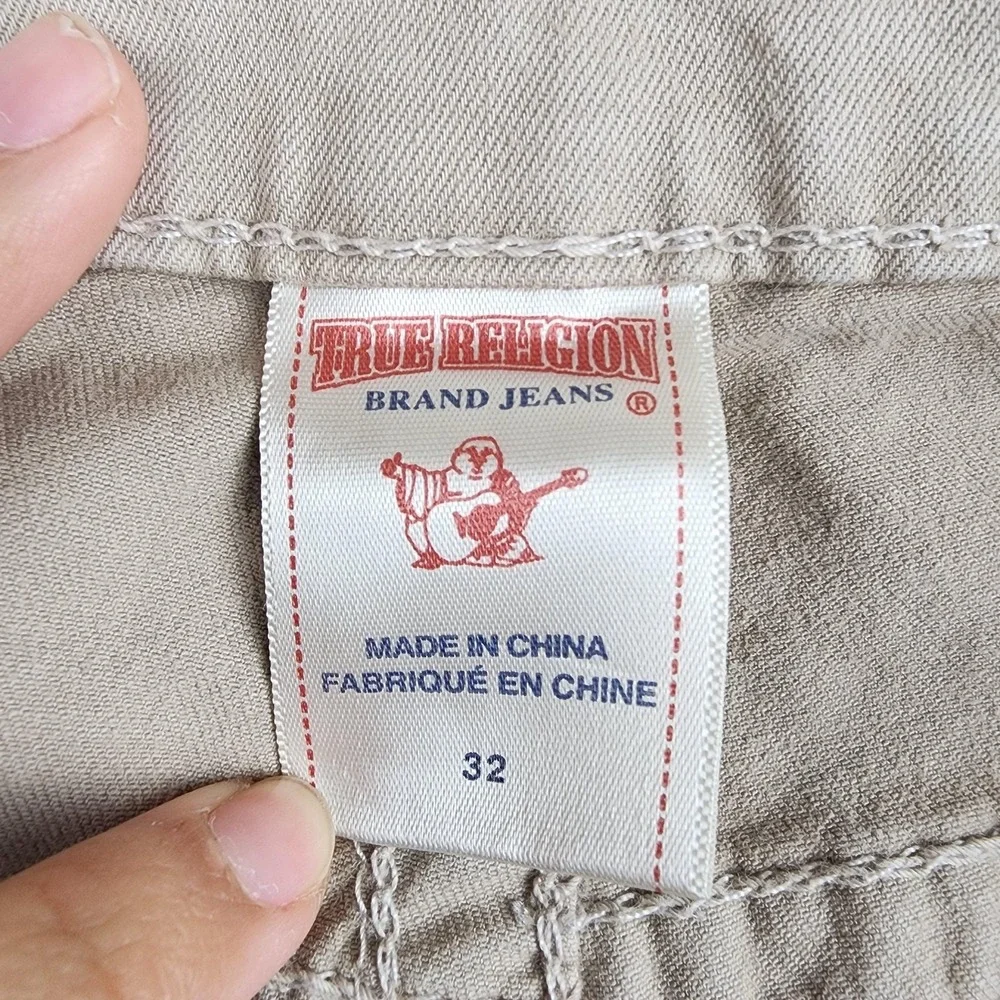 True Religion Bobby Jeans Mens 32x32 Beige Straight Stretch Cotton Denim Casual